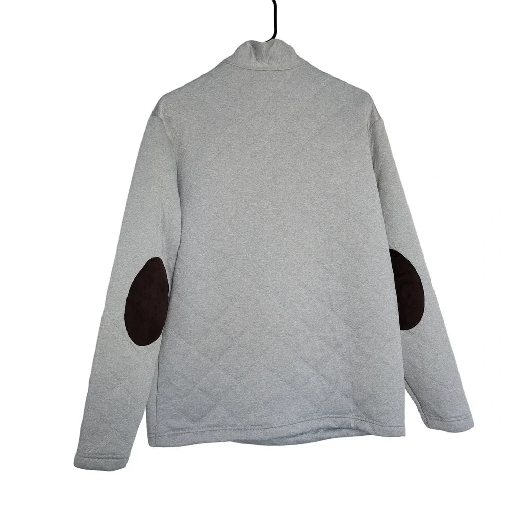 Cremieux Classics Gray Quilted Faux Suede Patch 1/4 Pullover Men Sz M - Picture 3 of 8